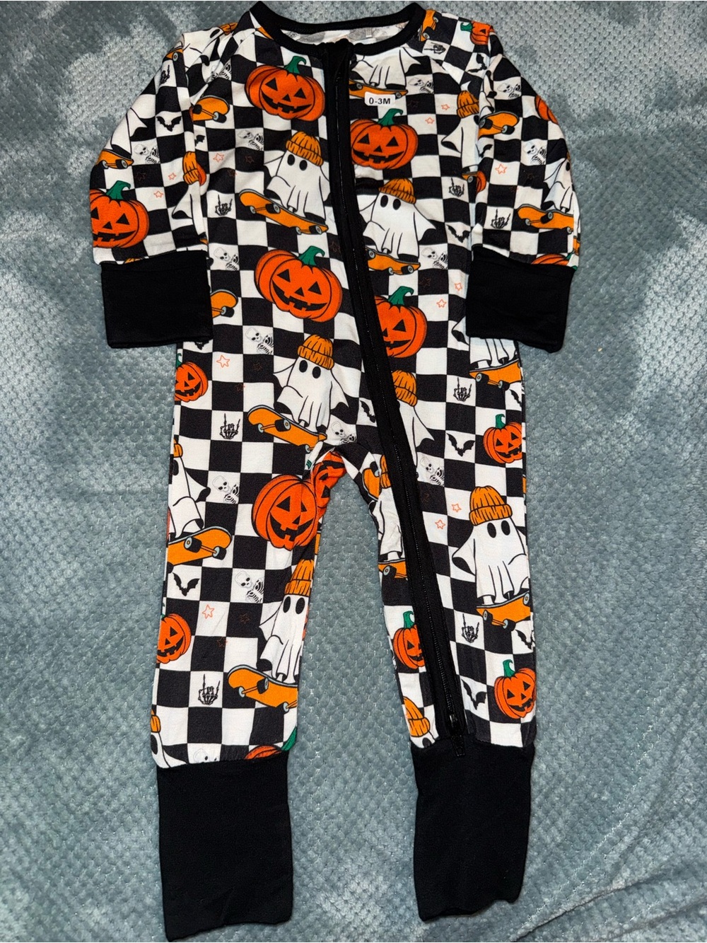 Baby Halloween Pumpkin & Ghost Bamboo Sleeper - Black & Orange